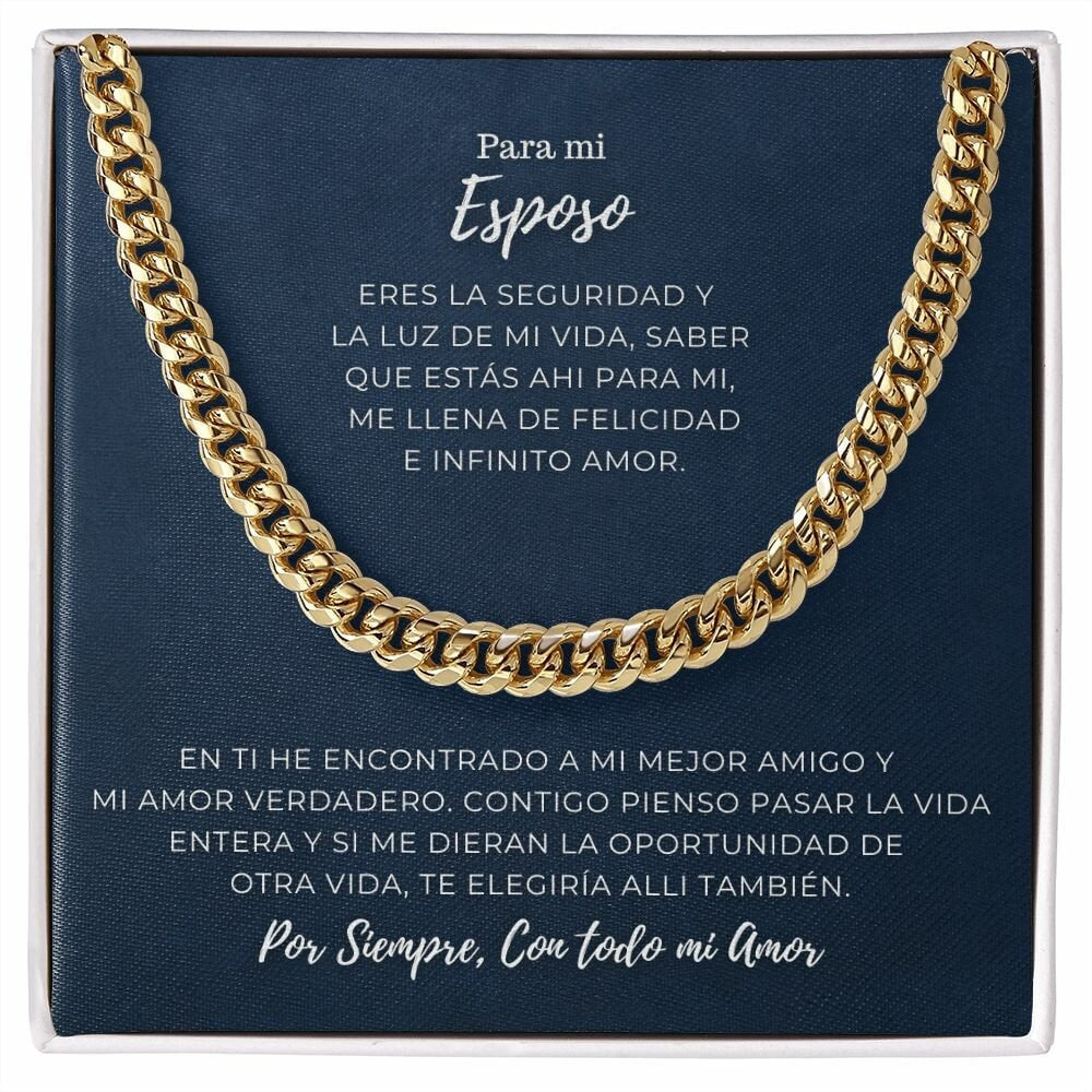Para Mi Esposo - Por Siempre, con todo mi Amor - Cuban Link Chain 14k,Para Mi Esposo,Para Mi Novio,Para El Amor de Mi Vida