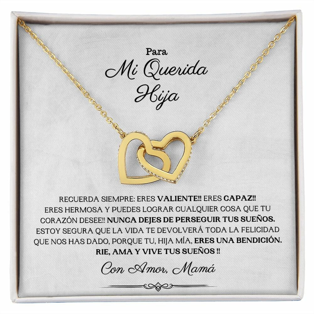 Para mi Querida Hija - Rie, Ama y Vive tus Sueños - Collar en Oro 14k,De Mamá para Hija,Regalo de Cumpleaños, Graduación, Sweet 16,