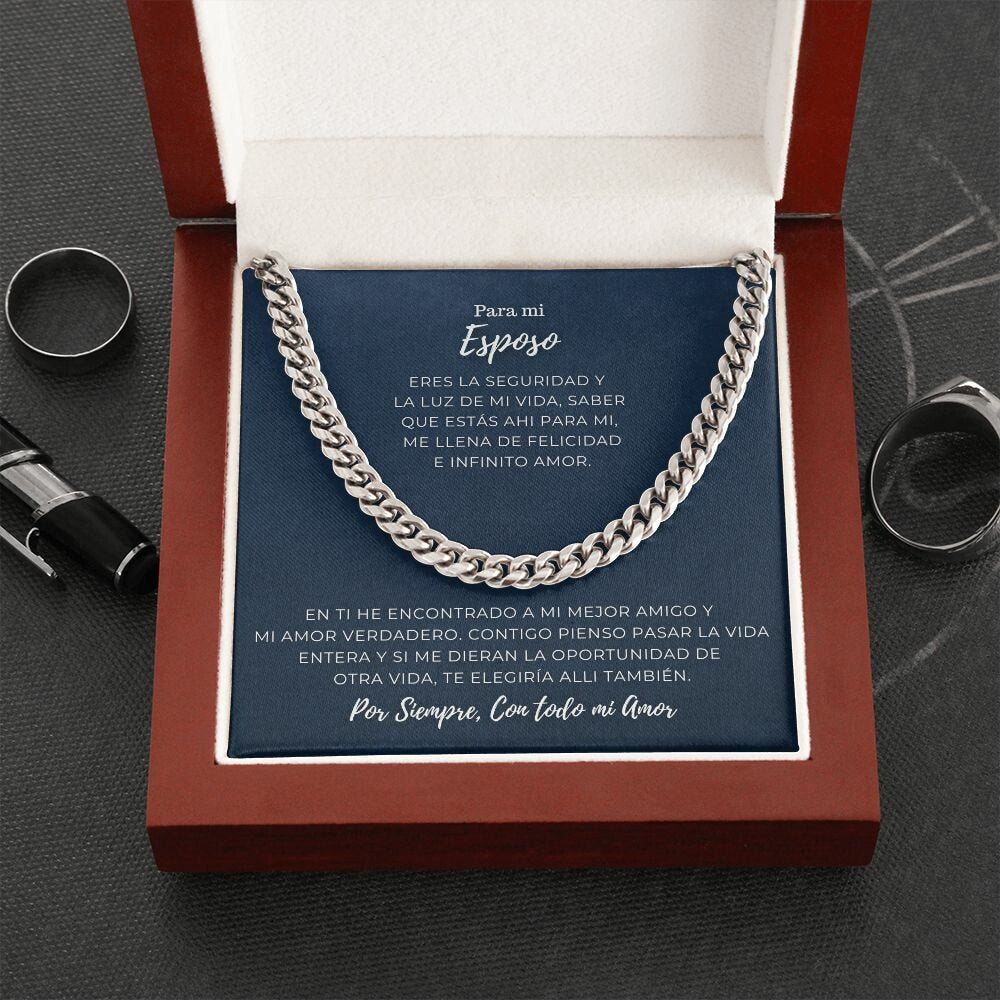 Para Mi Esposo - Por Siempre, con todo mi Amor - Cuban Link Chain 14k,Para Mi Esposo,Para Mi Novio,Para El Amor de Mi Vida
