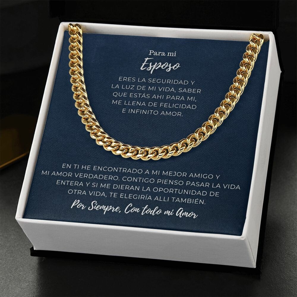 Para Mi Esposo - Por Siempre, con todo mi Amor - Cuban Link Chain 14k,Para Mi Esposo,Para Mi Novio,Para El Amor de Mi Vida