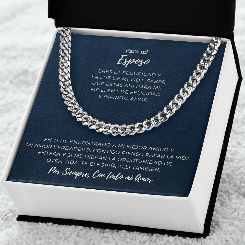 Para Mi Esposo - Por Siempre, con todo mi Amor - Cuban Link Chain 14k,Para Mi Esposo,Para Mi Novio,Para El Amor de Mi Vida