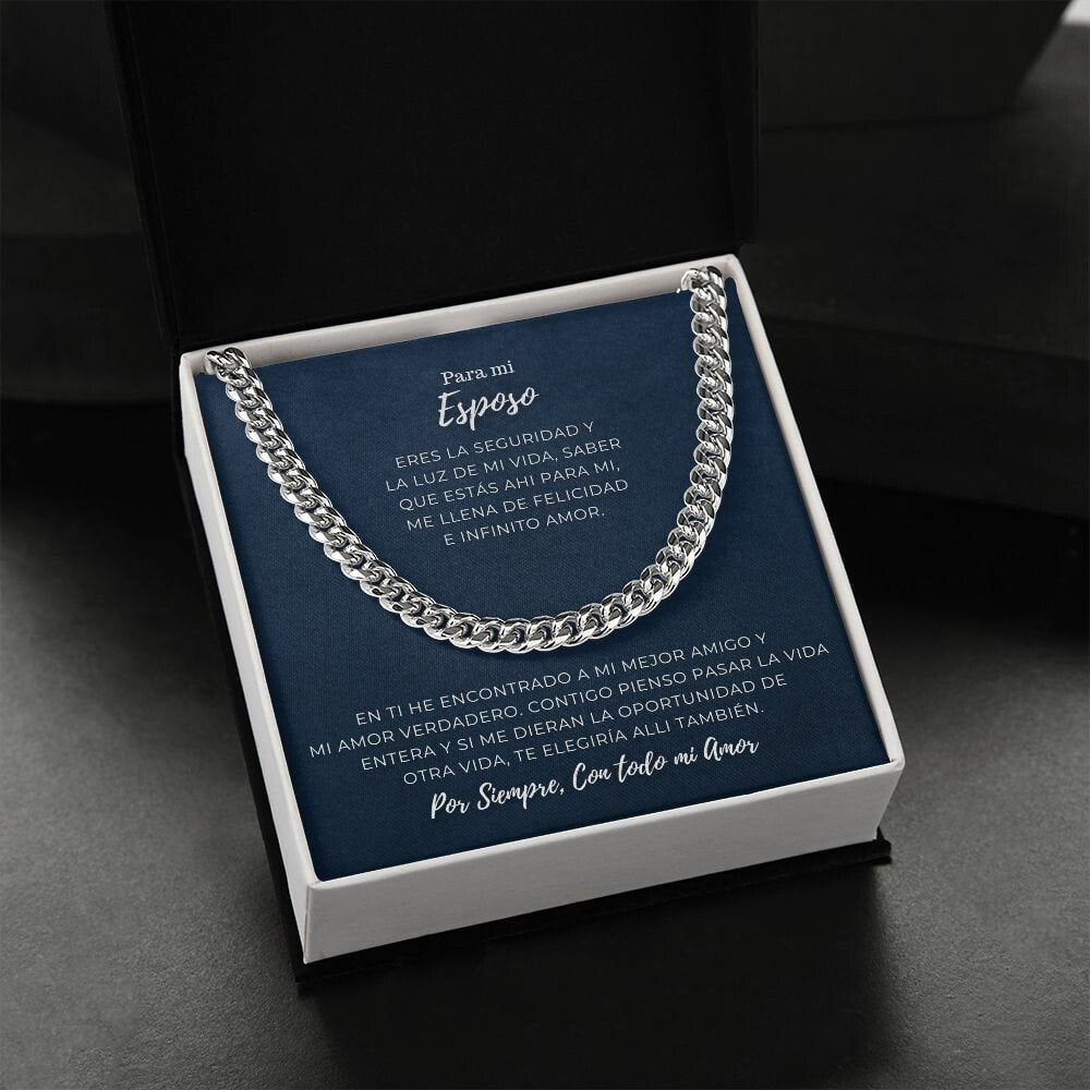 Para Mi Esposo - Por Siempre, con todo mi Amor - Cuban Link Chain 14k,Para Mi Esposo,Para Mi Novio,Para El Amor de Mi Vida