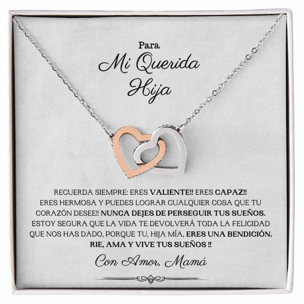 Para mi Querida Hija - Rie, Ama y Vive tus Sueños - Collar en Oro 14k,De Mamá para Hija,Regalo de Cumpleaños, Graduación, Sweet 16,