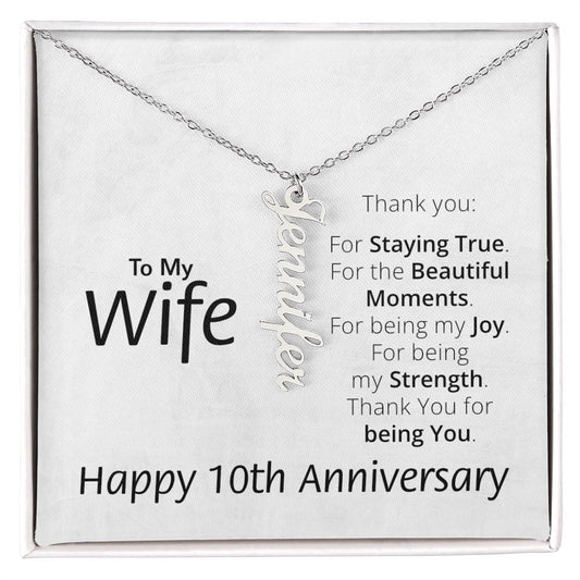 To my wife - Personalized Name Necklace - Anniversary - white