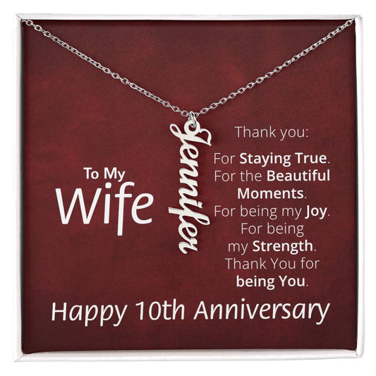 To my wife - Personalized Name Necklace - Anniversary - red