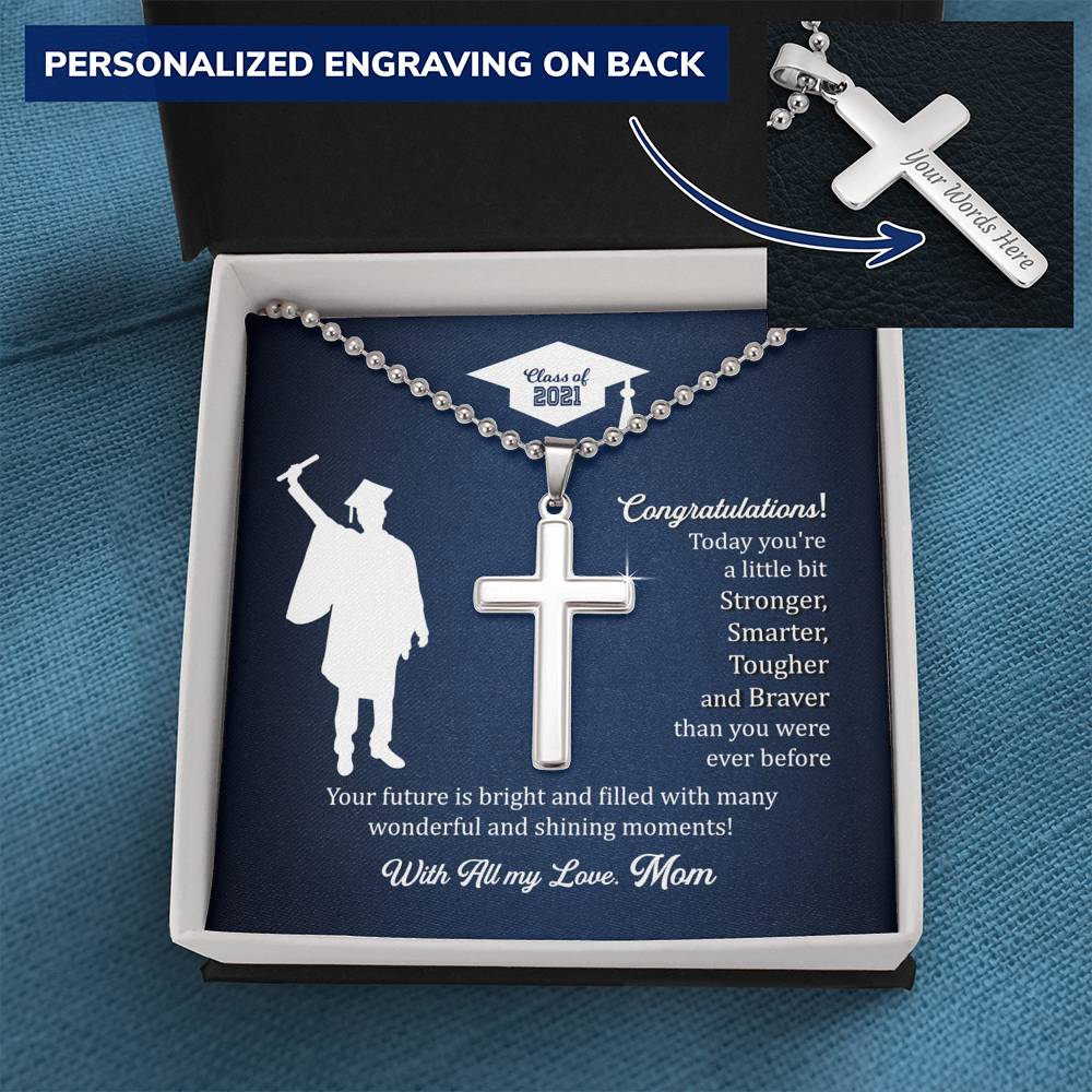 To My Graduating Son | With All my Love | Personalized Cross Necklace