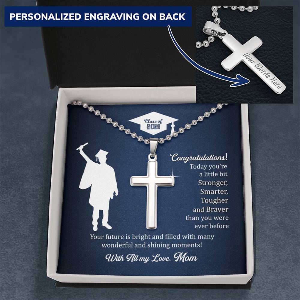 To My Graduating Son | With All my Love | Personalized Cross Necklace