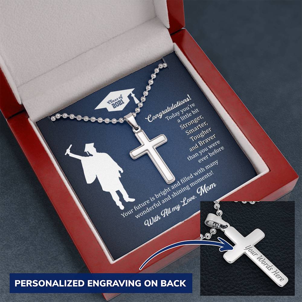 To My Graduating Son | With All my Love | Personalized Cross Necklace
