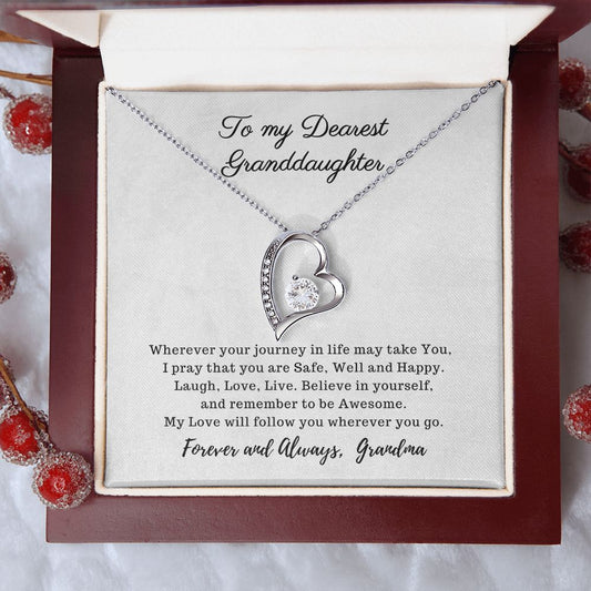 To My Dearest Granddaughter - My Love will follow You - Forever Love Necklace white