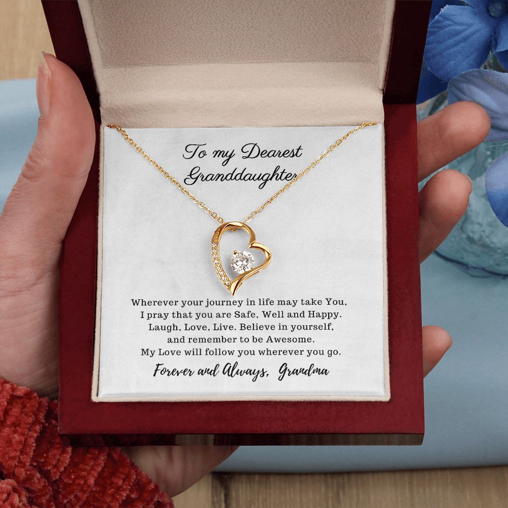 To My Dearest Granddaughter - My Love will follow You - Forever Love Necklace white