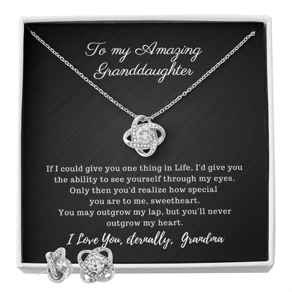 To my Amazing Granddaughter - Love Knot Necklace - Earring Set