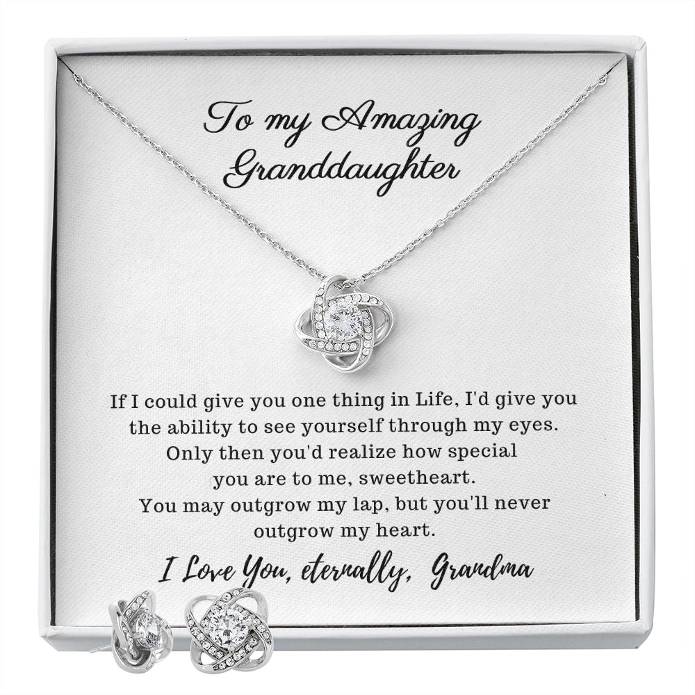 To my Amazing Granddaughter - Love Knot Necklace - Earring Set