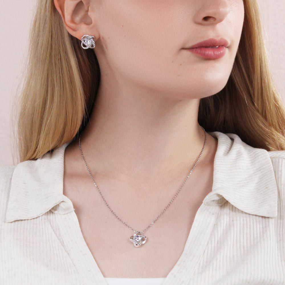 To my Amazing Granddaughter - Love Knot Necklace - Earring Set