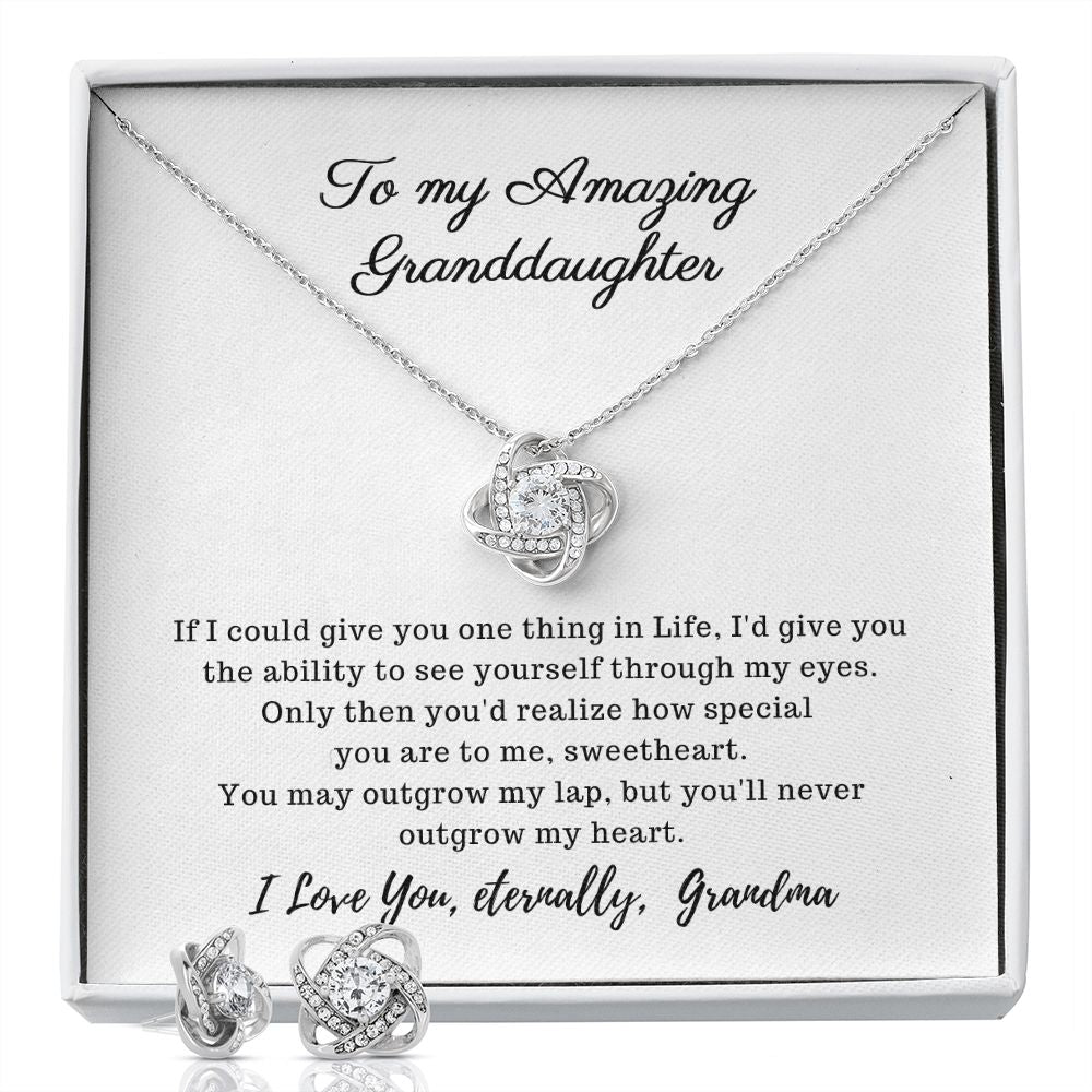 To my Amazing Granddaughter - Love Knot Necklace - Earring Set