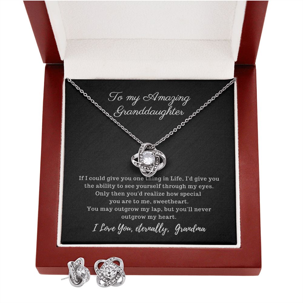 To my Amazing Granddaughter - Love Knot Necklace - Earring Set