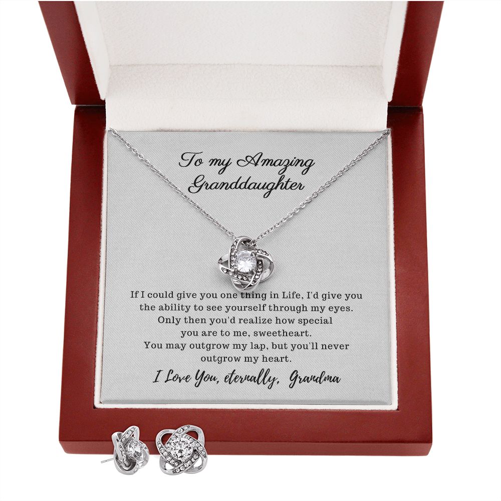 To my Amazing Granddaughter - Love Knot Necklace - Earring Set