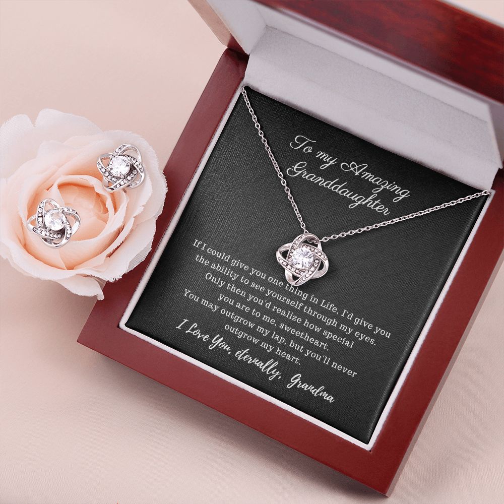 To my Amazing Granddaughter - Love Knot Necklace - Earring Set