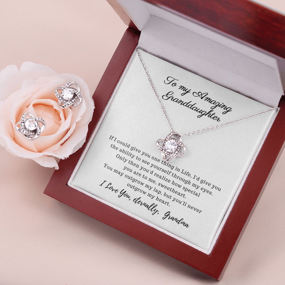To my Amazing Granddaughter - Love Knot Necklace - Earring Set