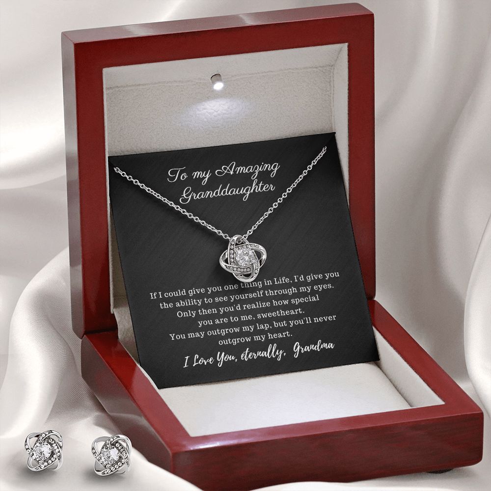 To my Amazing Granddaughter - Love Knot Necklace - Earring Set