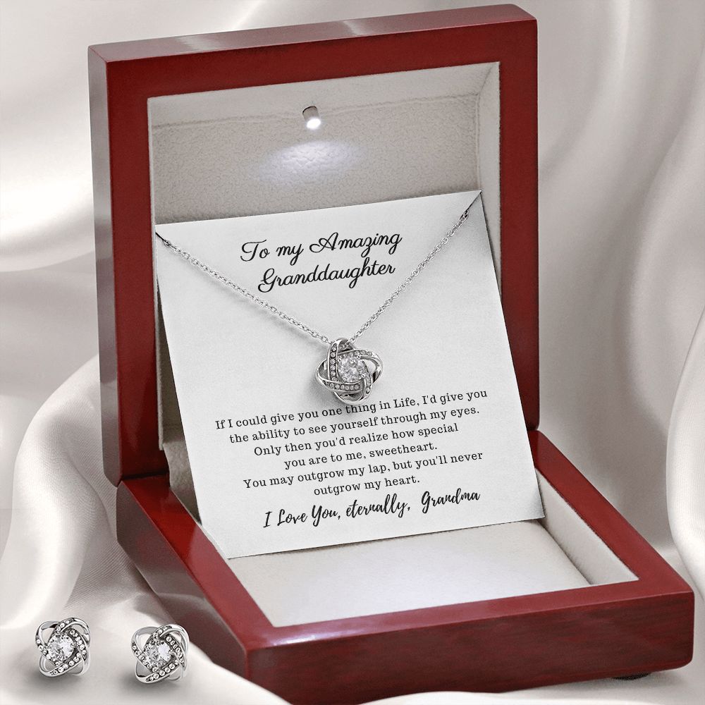 To my Amazing Granddaughter - Love Knot Necklace - Earring Set