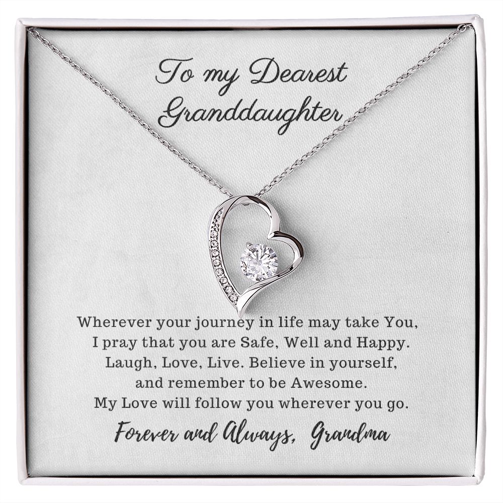 To My Dearest Granddaughter - My Love will follow You - Forever Love Necklace white