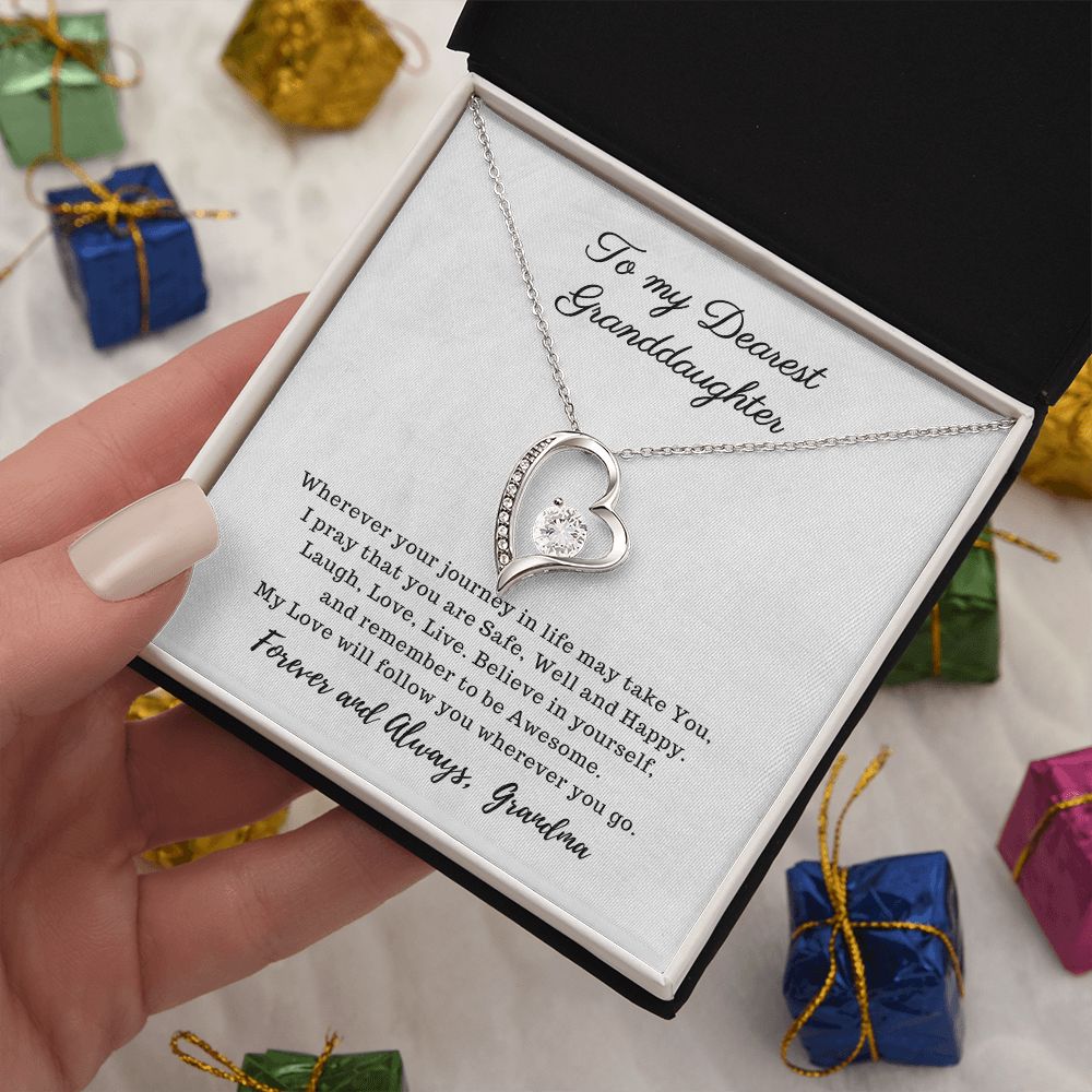 To My Dearest Granddaughter - My Love will follow You - Forever Love Necklace white