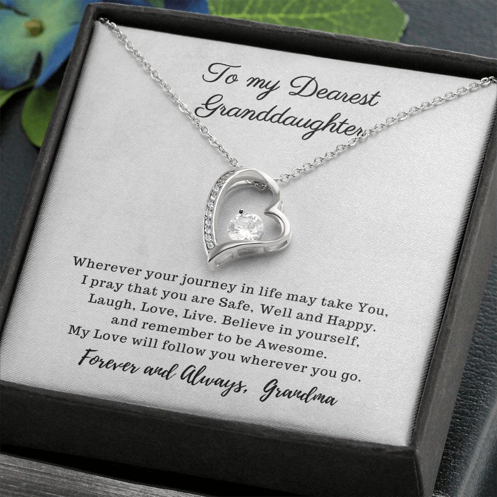 To My Dearest Granddaughter - My Love will follow You - Forever Love Necklace white