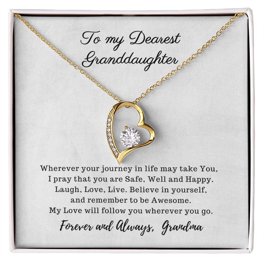 To My Dearest Granddaughter - My Love will follow You - Forever Love Necklace white