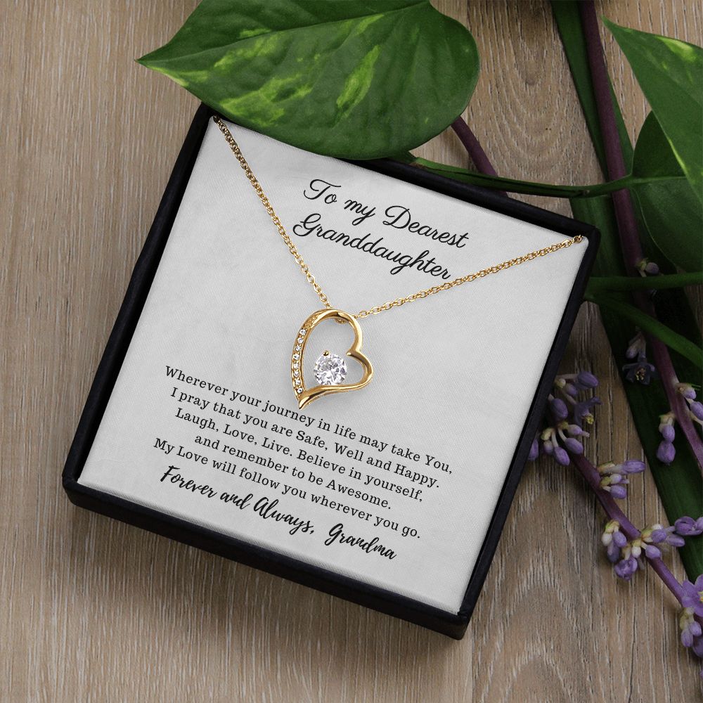 To My Dearest Granddaughter - My Love will follow You - Forever Love Necklace white