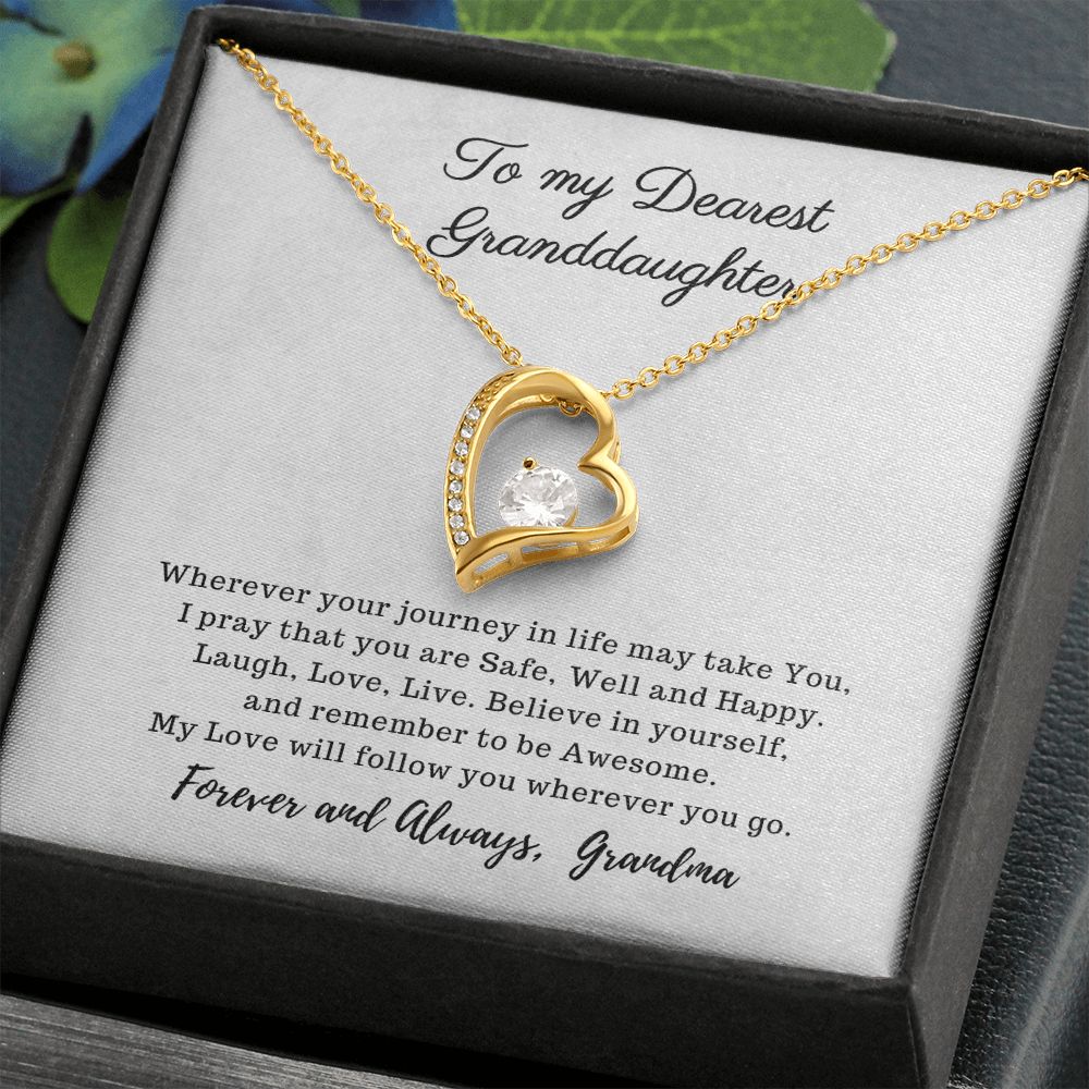To My Dearest Granddaughter - My Love will follow You - Forever Love Necklace white