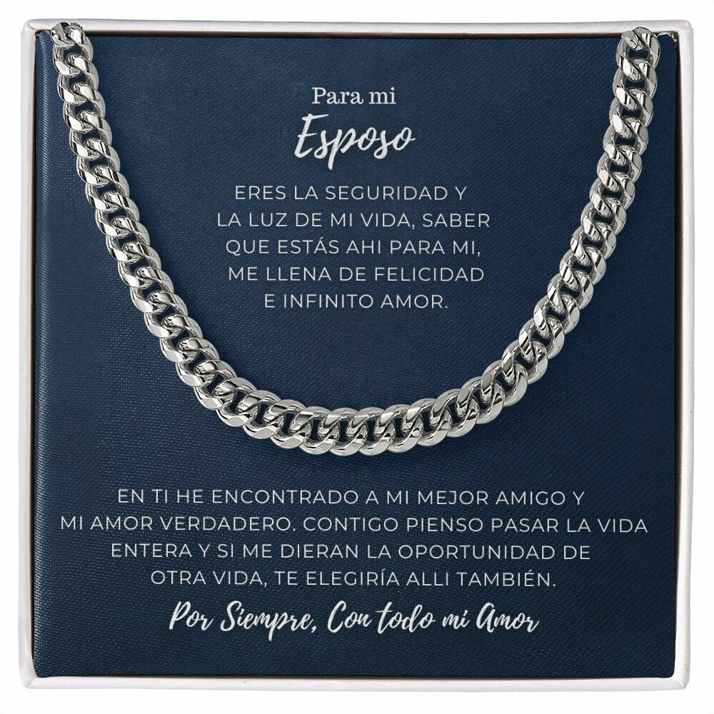 Para Mi Esposo - Por Siempre, con todo mi Amor - Cuban Link Chain 14k,Para Mi Esposo,Para Mi Novio,Para El Amor de Mi Vida