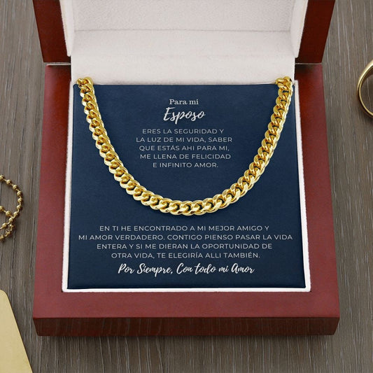Para Mi Esposo - Por Siempre, con todo mi Amor - Cuban Link Chain 14k,Para Mi Esposo,Para Mi Novio,Para El Amor de Mi Vida